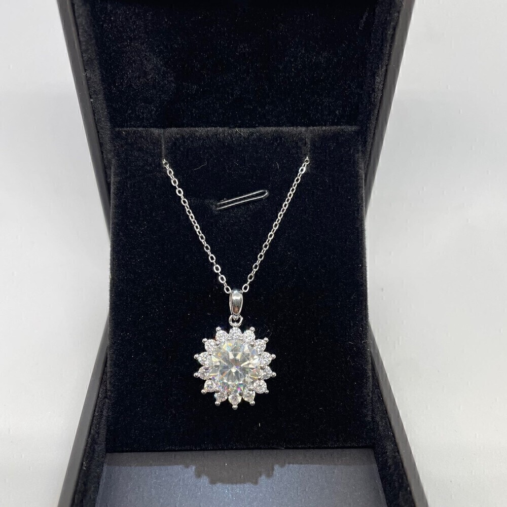 Huge Moissanite Diamond Pendant Necklace 5 Carat S925 Chain - Picture 2 of 12